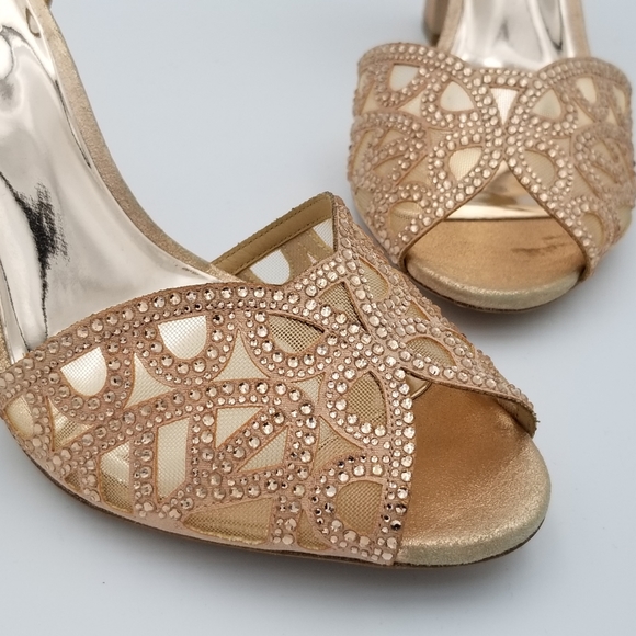 Badgley Mischka Hart Crystal Embellished Evening Shoes, Rose Gold, Women's 9.5 - Picture 3 of 16